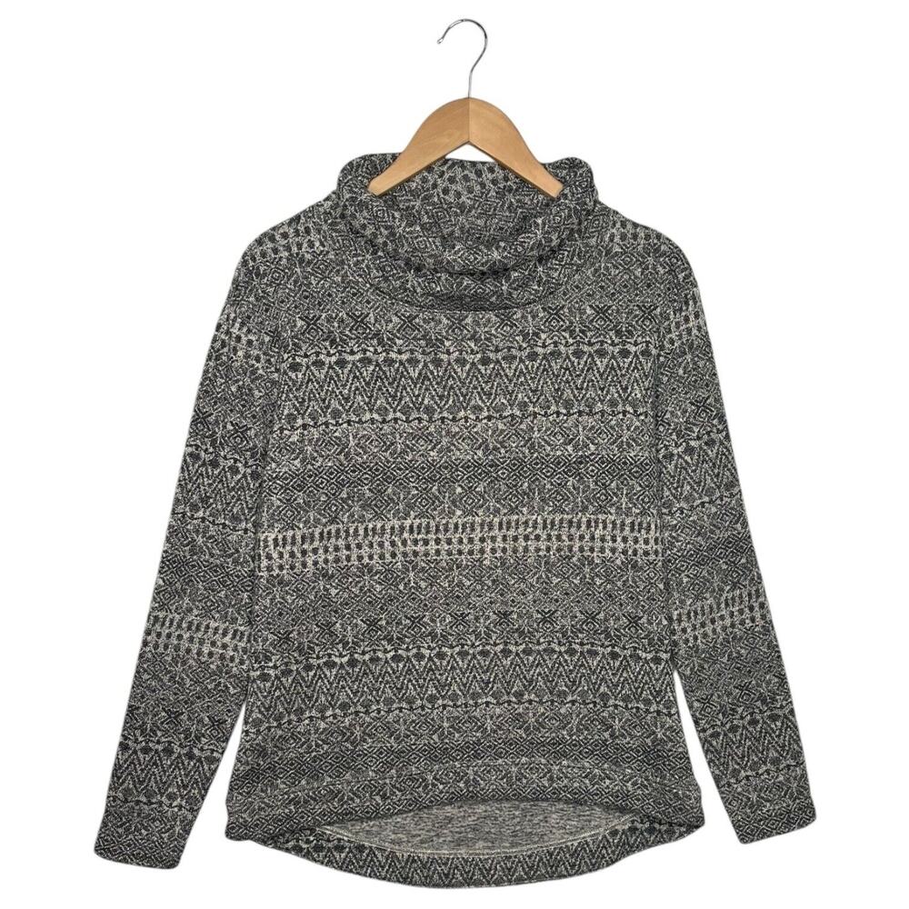 Columbia Sweater Womens M Geometric Pullover High Neck Long Sleeve Outdoor Gray